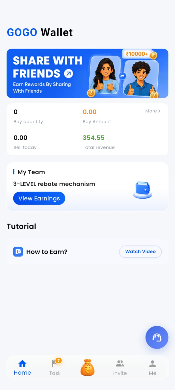 GoGo Wallet account dashboard screenshot